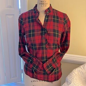 Brooks brothers flannel ruffle blouse
